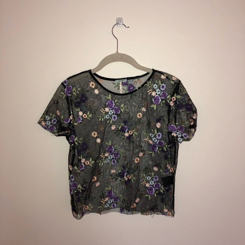 Urban Outfitters Mesh Flower Top